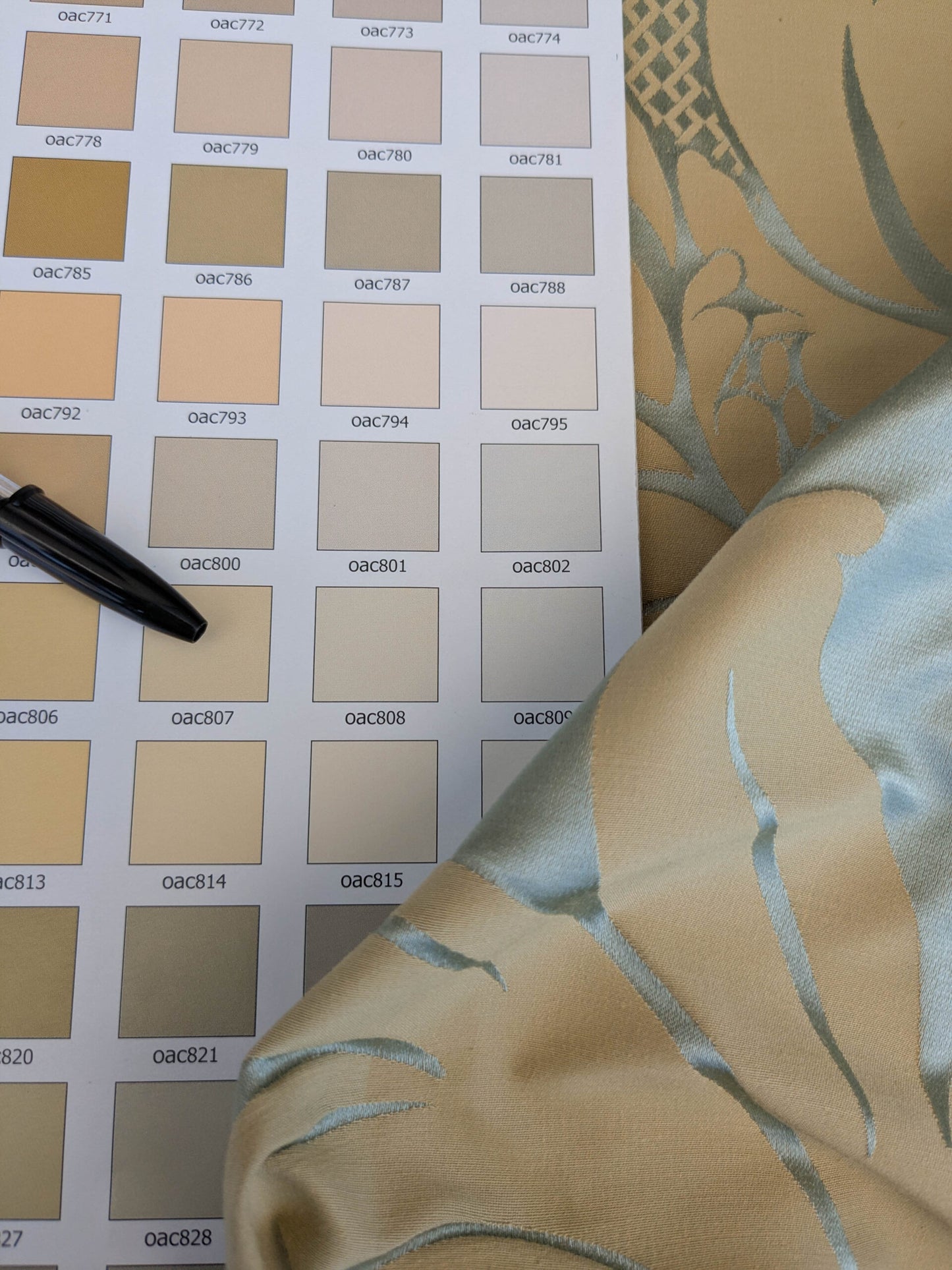 By Yard Loggia Silk Cotton Renaissance Damask Satin Aqua Light Blue Beige  Highest Quality MSRP USD 500+/Y