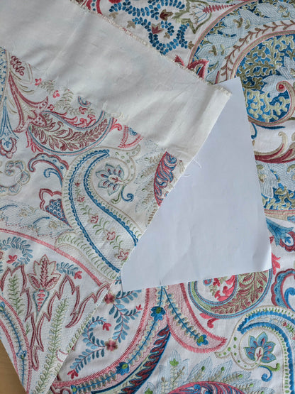 By yard Scalamandre Malabar Paisley Embroidery Bloom Blue Pink White Rich Spring Colors MSRP USD 620/y