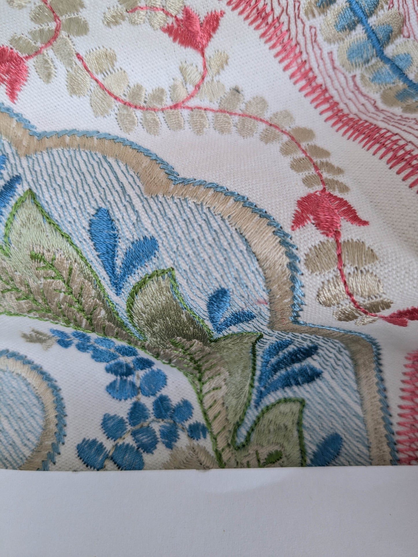 By yard Scalamandre Malabar Paisley Embroidery Bloom Blue Pink White Rich Spring Colors MSRP USD 620/y