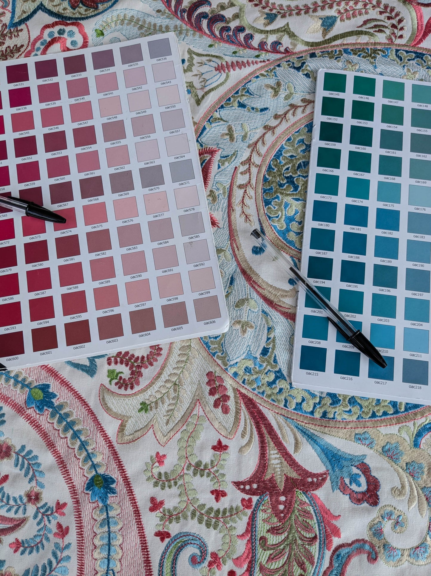 By yard Scalamandre Malabar Paisley Embroidery Bloom Blue Pink White Rich Spring Colors MSRP USD 620/y