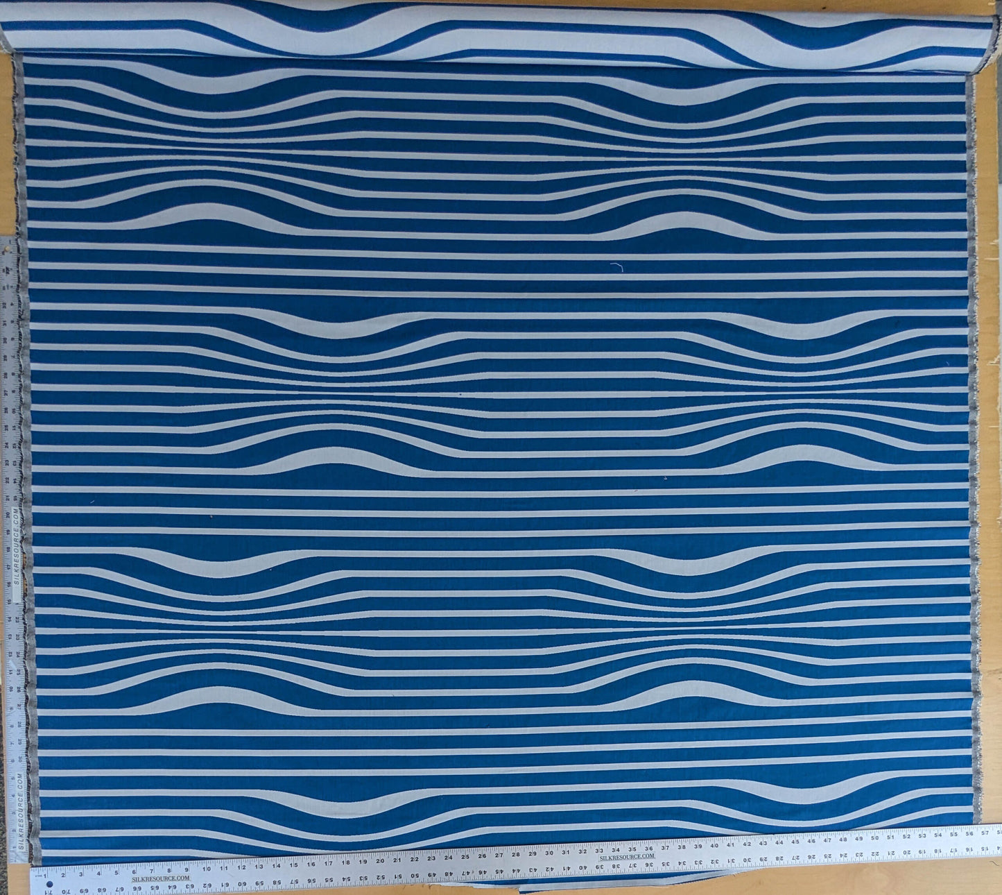 By yard Scalamandre Jean Paul Gaultier Illusion Marin Blue White Stripe Abstract Coton MSRP USD 644/yard