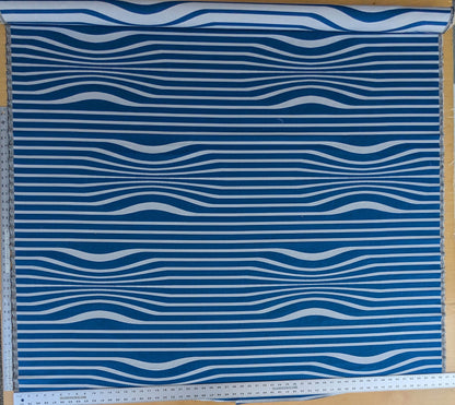By yard Scalamandre Jean Paul Gaultier Illusion Marin Blue White Stripe Abstract Coton MSRP USD 644/yard