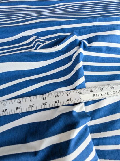 By yard Scalamandre Jean Paul Gaultier Illusion Marin Blue White Stripe Abstract Coton MSRP USD 644/yard