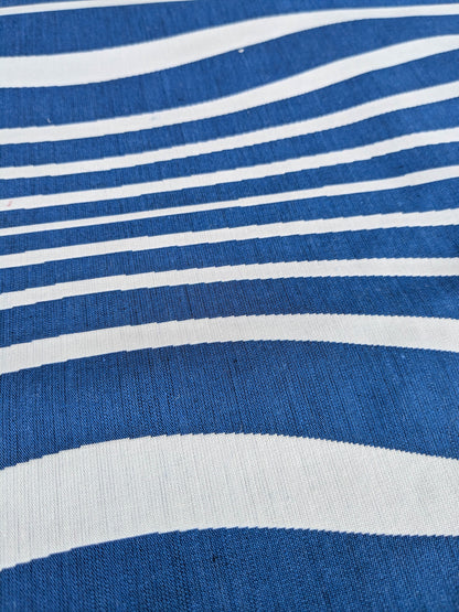 By yard Scalamandre Jean Paul Gaultier Illusion Marin Blue White Stripe Abstract Coton MSRP USD 644/yard