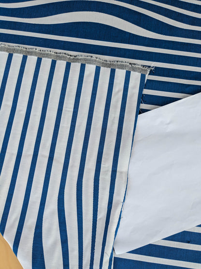 By yard Scalamandre Jean Paul Gaultier Illusion Marin Blue White Stripe Abstract Coton MSRP USD 644/yard