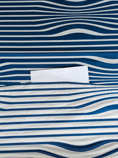 By yard Scalamandre Jean Paul Gaultier Illusion Marin Blue White Stripe Abstract Coton MSRP USD 644/yard