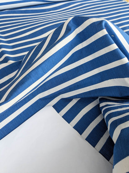 By yard Scalamandre Jean Paul Gaultier Illusion Marin Blue White Stripe Abstract Coton MSRP USD 644/yard