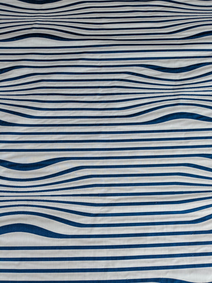 By yard Scalamandre Jean Paul Gaultier Illusion Marin Blue White Stripe Abstract Coton MSRP USD 644/yard