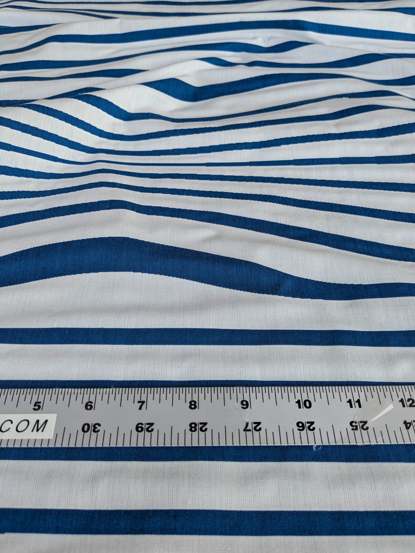By yard Scalamandre Jean Paul Gaultier Illusion Marin Blue White Stripe Abstract Coton MSRP USD 644/yard