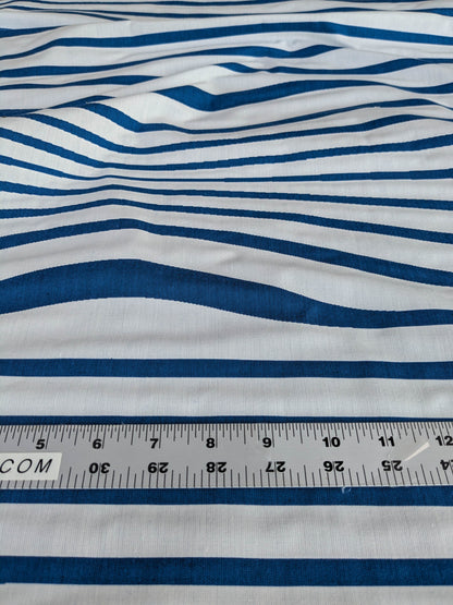 By yard Scalamandre Jean Paul Gaultier Illusion Marin Blue White Stripe Abstract Coton MSRP USD 644/yard
