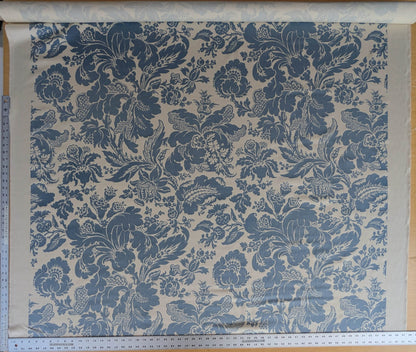 By yard Scalamandre Elizabeth Damask Print Eclipse Blue White Floral Large Scale Cotton Rayon MSRP USD420/y