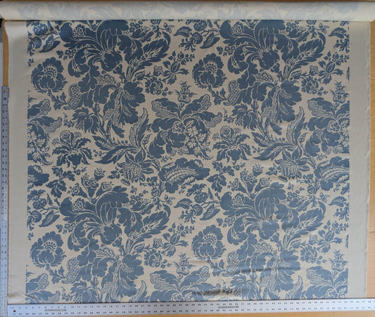 By yard Scalamandre Elizabeth Damask Print Eclipse Blue White Floral Large Scale Cotton Rayon MSRP USD420/y