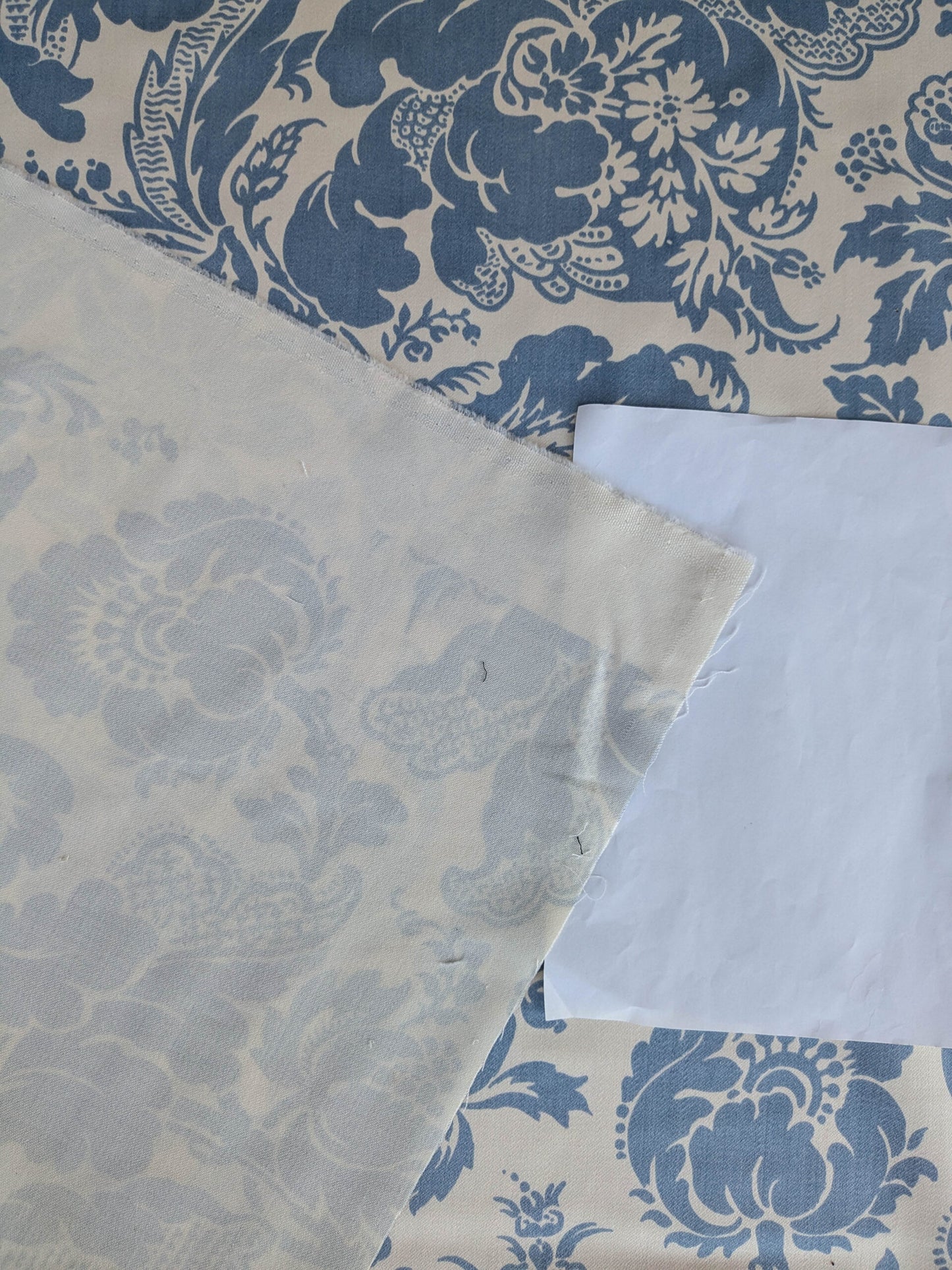 By yard Scalamandre Elizabeth Damask Print Eclipse Blue White Floral Large Scale Cotton Rayon MSRP USD420/y