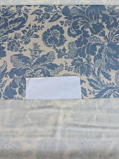 By yard Scalamandre Elizabeth Damask Print Eclipse Blue White Floral Large Scale Cotton Rayon MSRP USD420/y