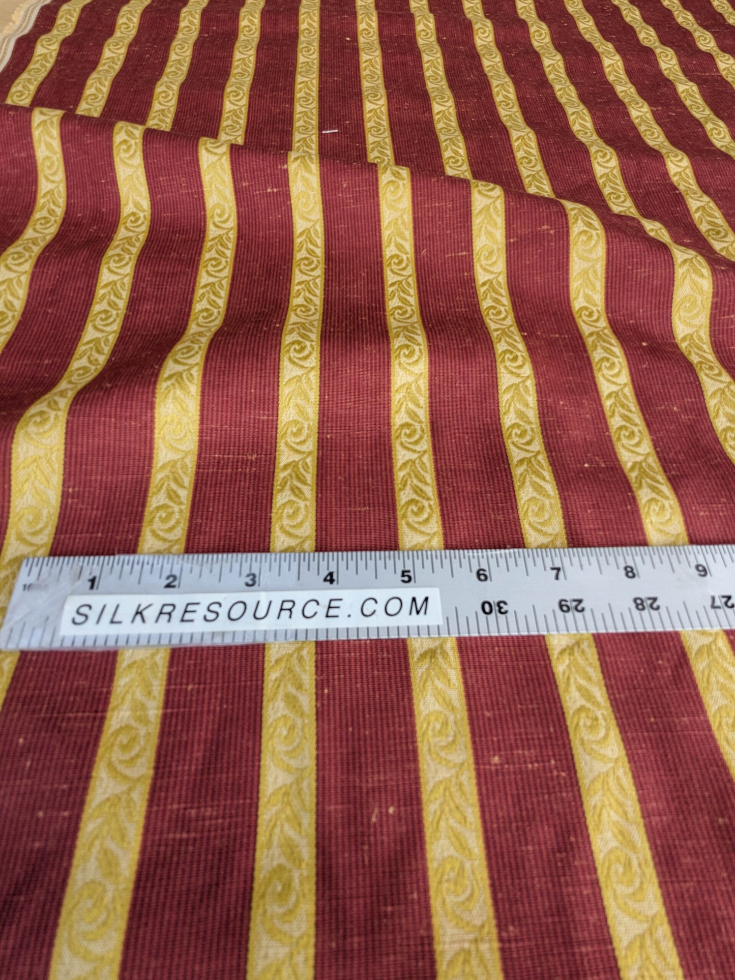 Scalamandre Vistorta Floral Stripe Carmine Chartreuse Red Gold  Floral Linen Rayon MSRP USD 148/y