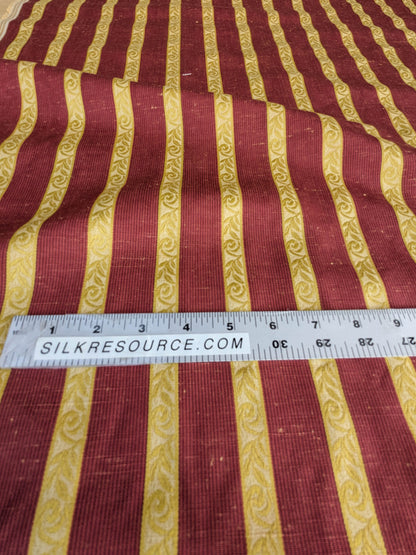 Scalamandre Vistorta Floral Stripe Carmine Chartreuse Red Gold  Floral Linen Rayon MSRP USD 148/y