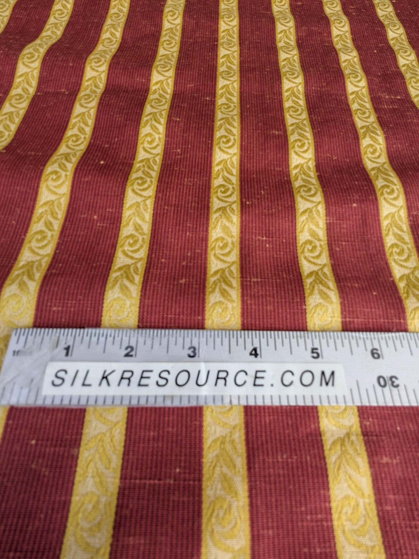 Scalamandre Vistorta Floral Stripe Carmine Chartreuse Red Gold  Floral Linen Rayon MSRP USD 148/y