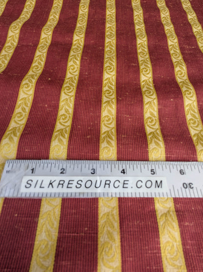 Scalamandre Vistorta Floral Stripe Carmine Chartreuse Red Gold  Floral Linen Rayon MSRP USD 148/y