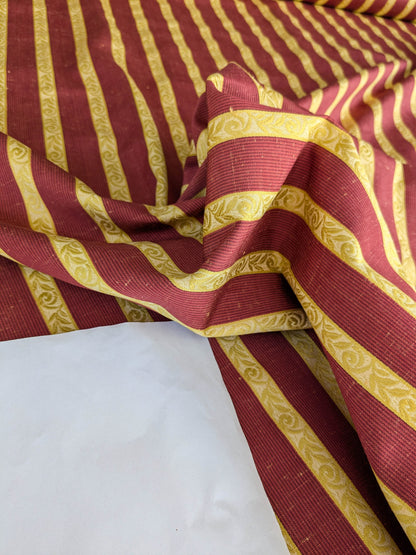 Scalamandre Vistorta Floral Stripe Carmine Chartreuse Red Gold  Floral Linen Rayon MSRP USD 148/y