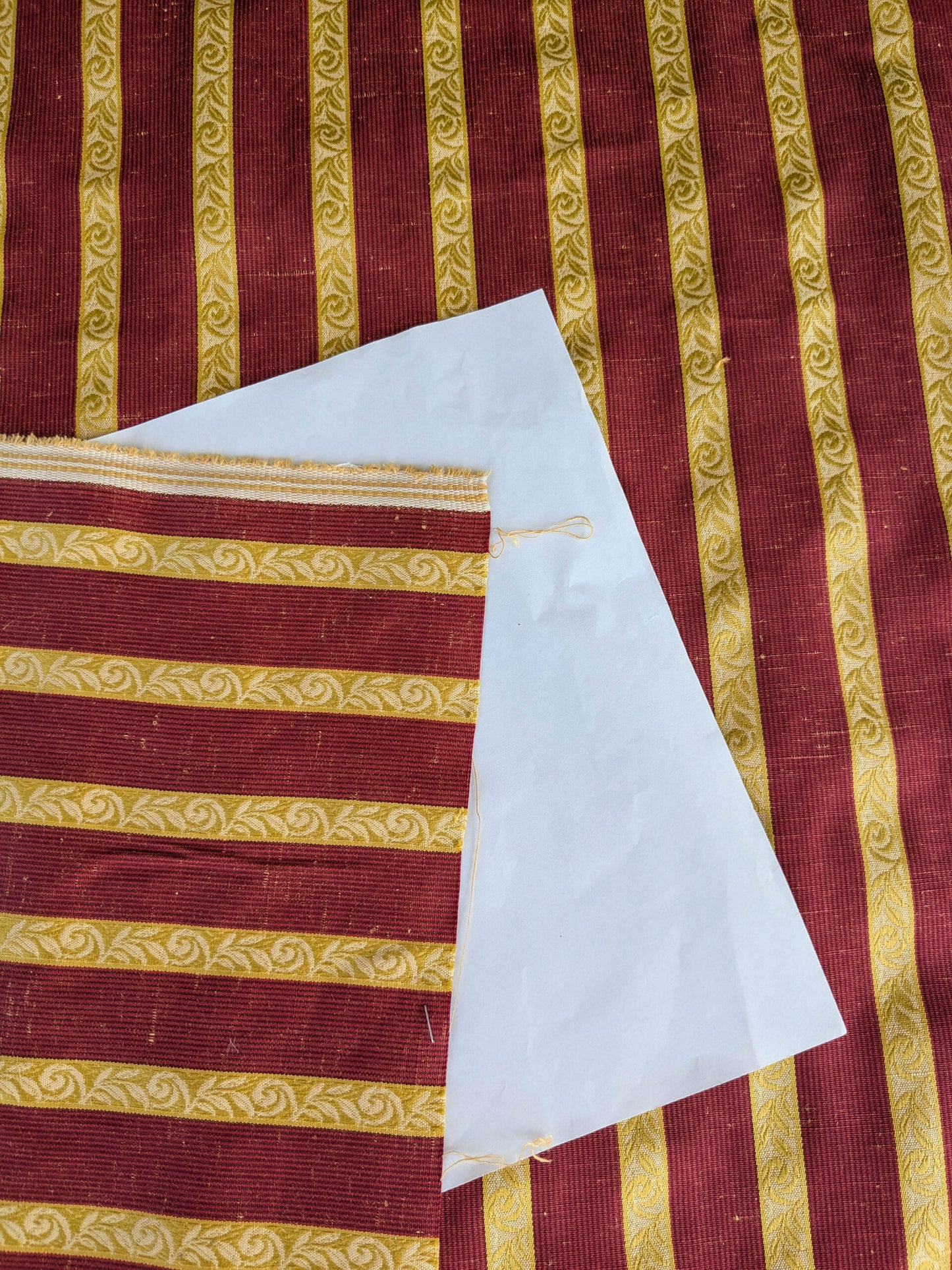 Scalamandre Vistorta Floral Stripe Carmine Chartreuse Red Gold  Floral Linen Rayon MSRP USD 148/y