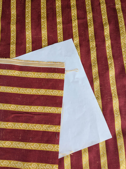 Scalamandre Vistorta Floral Stripe Carmine Chartreuse Red Gold  Floral Linen Rayon MSRP USD 148/y