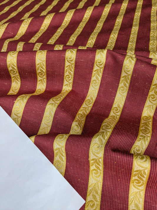 Scalamandre Vistorta Floral Stripe Carmine Chartreuse Red Gold  Floral Linen Rayon MSRP USD 148/y