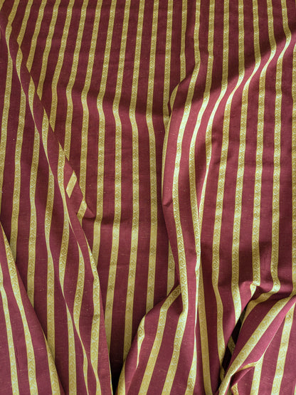 Scalamandre Vistorta Floral Stripe Carmine Chartreuse Red Gold  Floral Linen Rayon MSRP USD 148/y