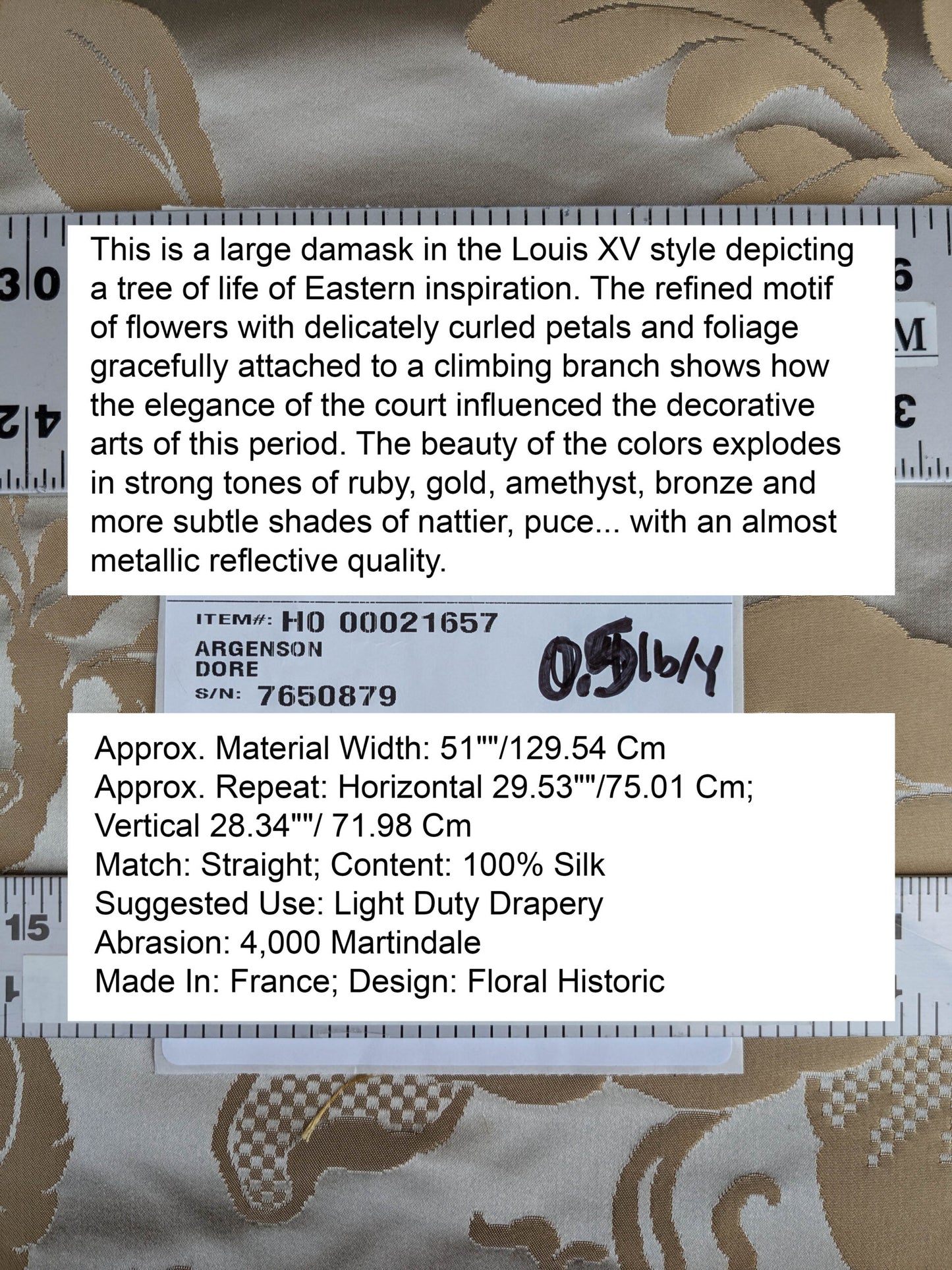 Scalamandre Tassinari and Chatel Argenson Dore Silk Damask Brown Gray Renaissance Floral MSRP $1200+/Y