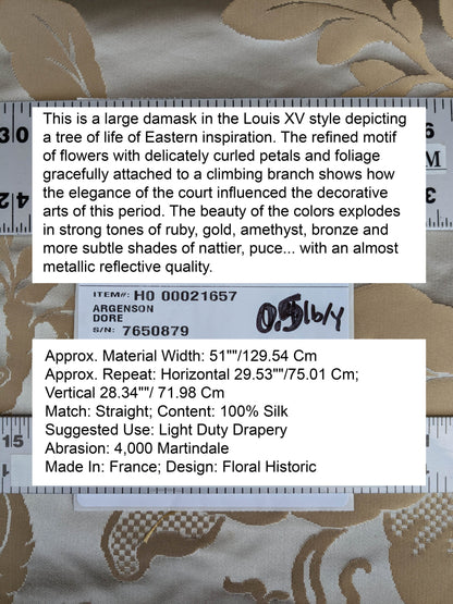 Scalamandre Tassinari and Chatel Argenson Dore Silk Damask Brown Gray Renaissance Floral MSRP $1200+/Y