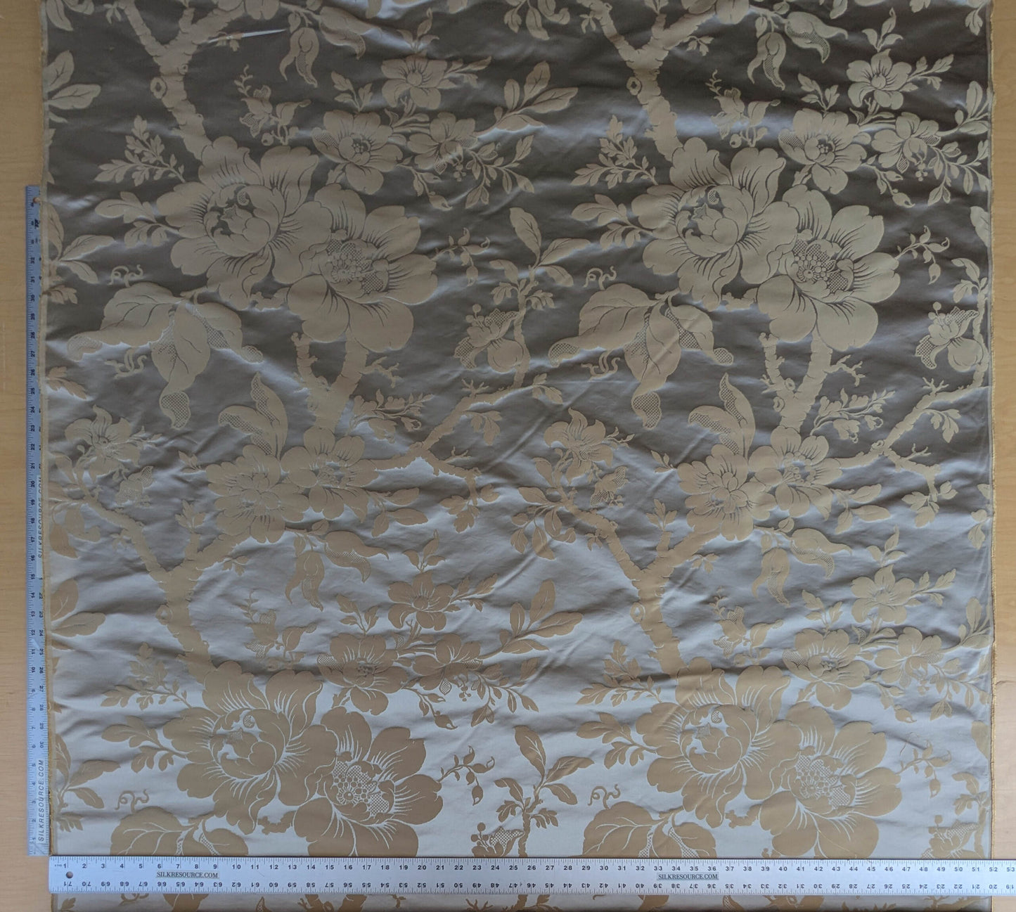 Scalamandre Tassinari and Chatel Argenson Dore Silk Damask Brown Gray Renaissance Floral MSRP $1200+/Y