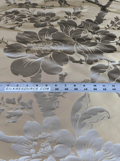 Scalamandre Tassinari and Chatel Argenson Dore Silk Damask Brown Gray Renaissance Floral MSRP $1200+/Y