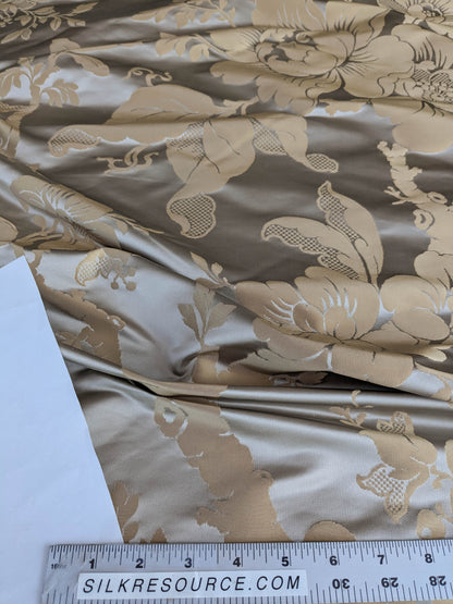 Scalamandre Tassinari and Chatel Argenson Dore Silk Damask Brown Gray Renaissance Floral MSRP $1200+/Y