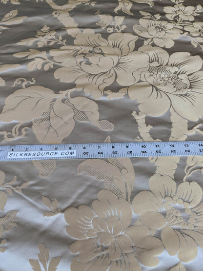 Scalamandre Tassinari and Chatel Argenson Dore Silk Damask Brown Gray Renaissance Floral MSRP $1200+/Y