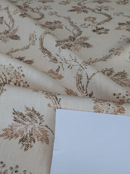 By yard Scalamandre Duden Lodge Neutral Brown Beige Botanical Floral Linen MSRP USD 198/y