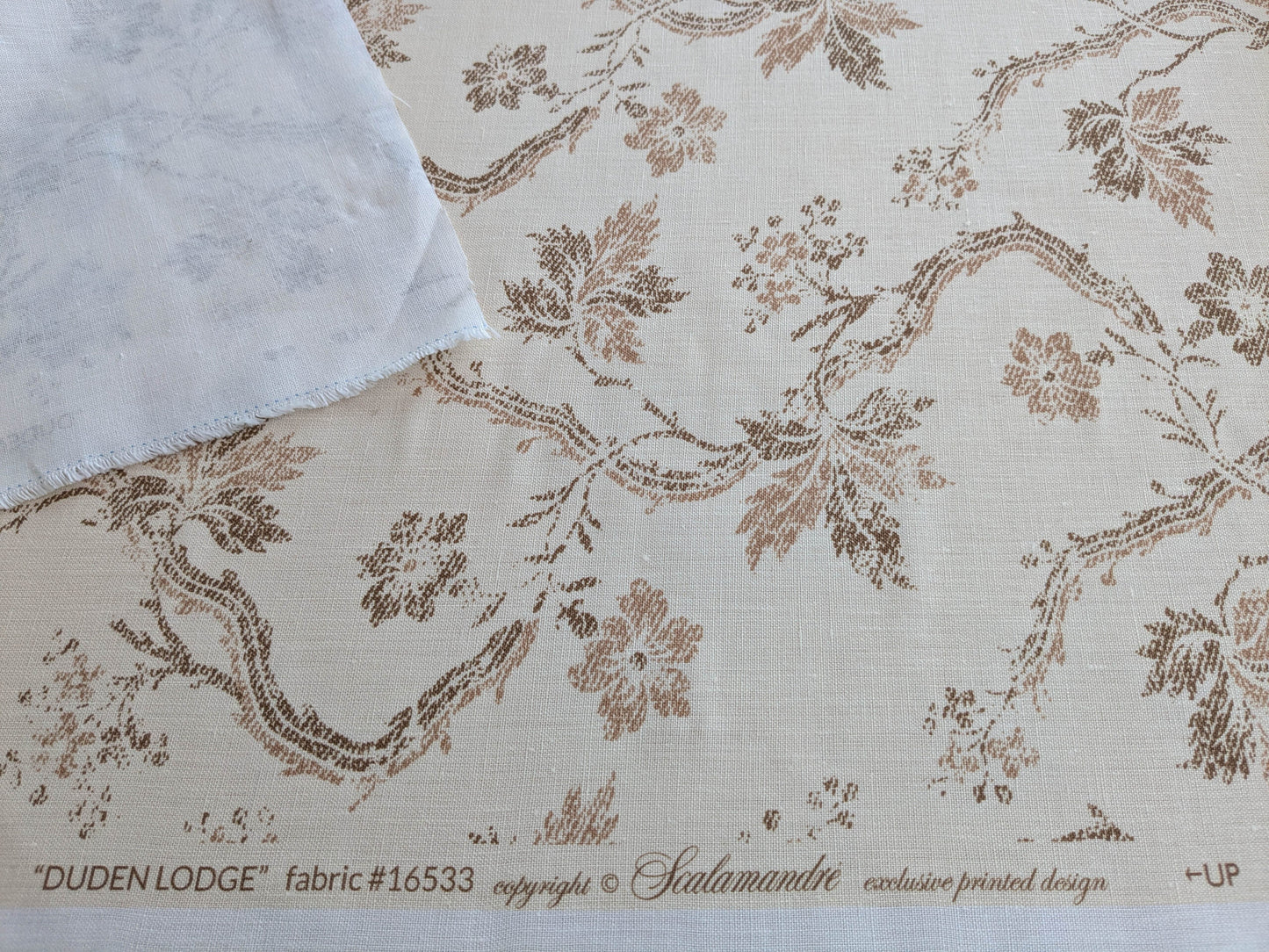 By yard Scalamandre Duden Lodge Neutral Brown Beige Botanical Floral Linen MSRP USD 198/y