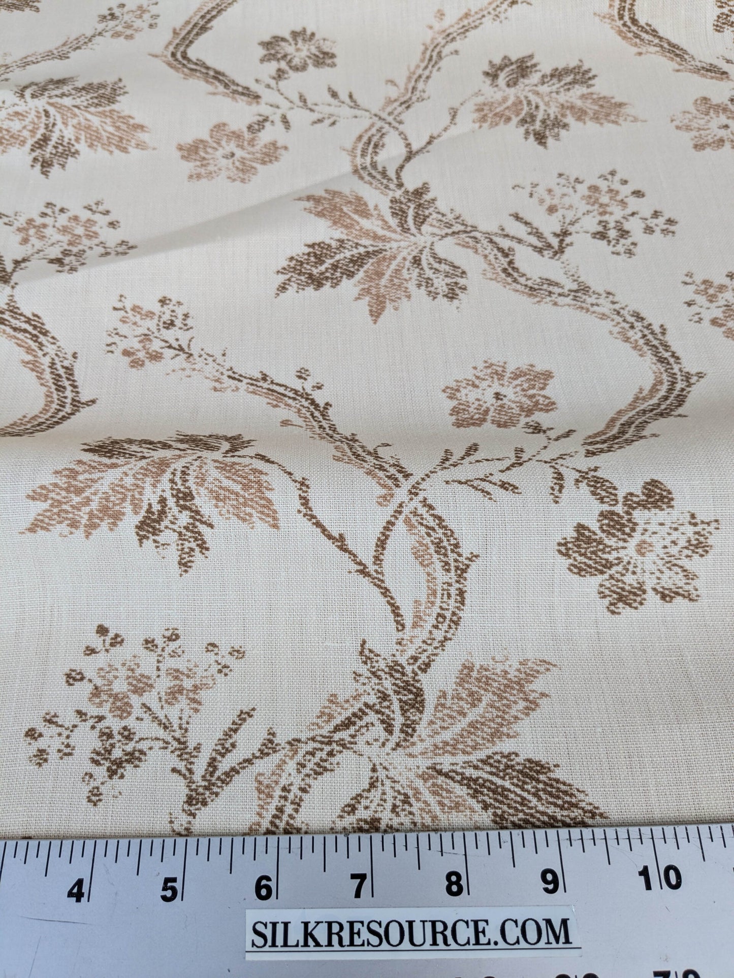 By yard Scalamandre Duden Lodge Neutral Brown Beige Botanical Floral Linen MSRP USD 198/y