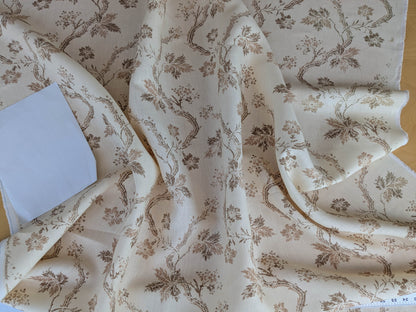 By yard Scalamandre Duden Lodge Neutral Brown Beige Botanical Floral Linen MSRP USD 198/y