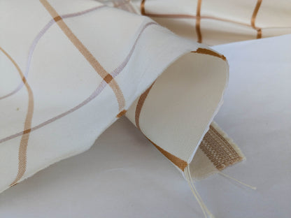 Scalamandre Louis Check Ochre on Creme Brown Beige Cotton Viscose Cotton Windowpane Plaid Check MSRP USD 176/y