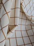 Scalamandre Louis Check Ochre on Creme Brown Beige Cotton Viscose Cotton Windowpane Plaid Check MSRP USD 176/y