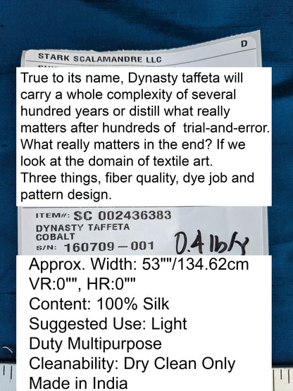 by yard Scalamandre Dynasty Taffeta Cobalt Blue Solid 100% Silk Heavy MSRP USD 322/y