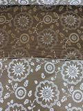 By Yard Scalamandre Kasumi Chocolate Brown Silk Lampas Kimono Daisy Flower Art Deco MSRP USD 276/Y