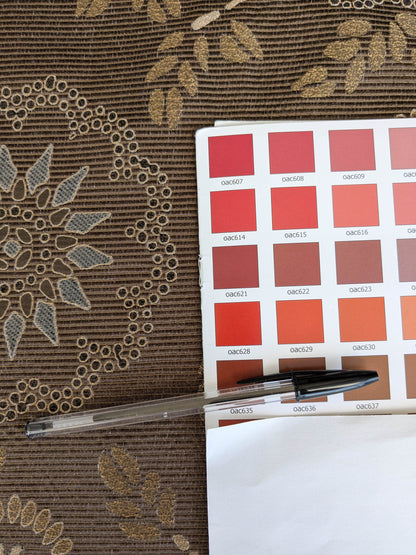 By Yard Scalamandre Kasumi Chocolate Brown Silk Lampas Kimono Daisy Flower Art Deco MSRP USD 276/Y