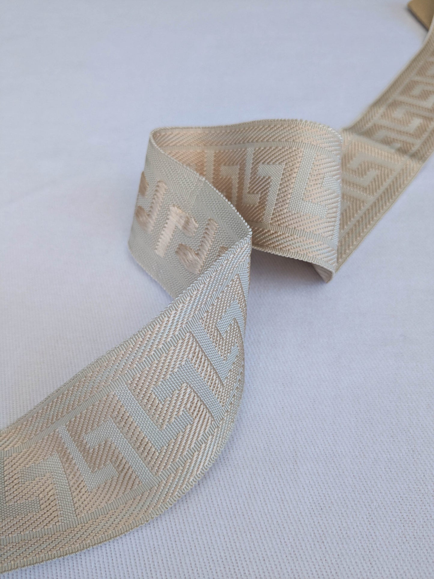 Scalamandre Trim Cascade Beige  gimps braids 100% Silk Greek key Geometric MSRP USD90/y