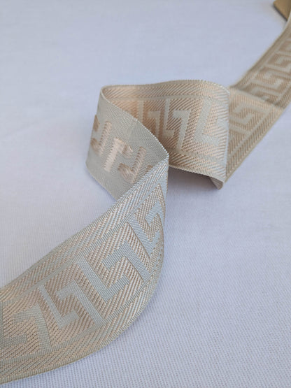 Scalamandre Trim Cascade Beige  gimps braids 100% Silk Greek key Geometric MSRP USD90/y
