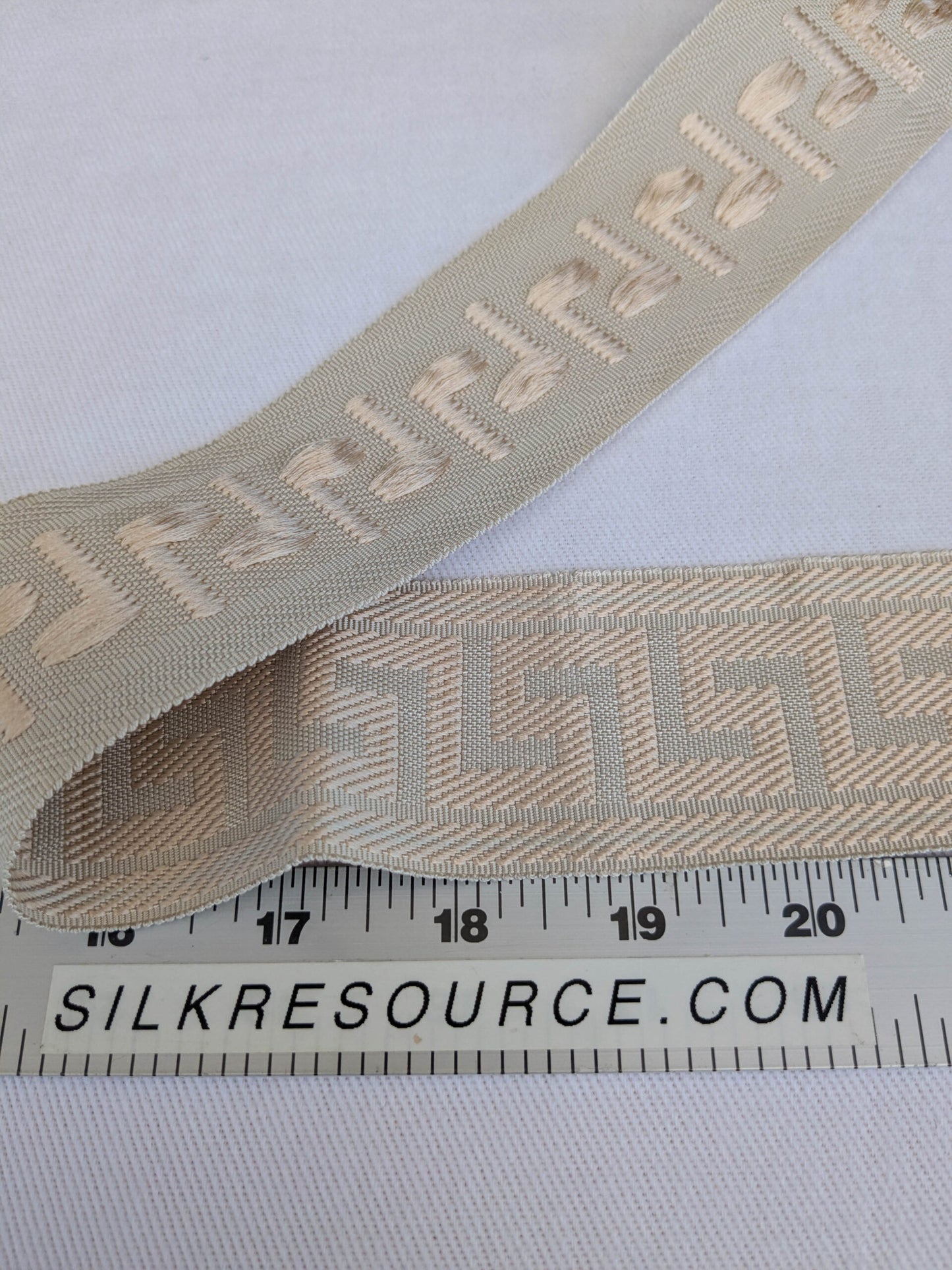 Scalamandre Trim Cascade Beige  gimps braids 100% Silk Greek key Geometric MSRP USD90/y