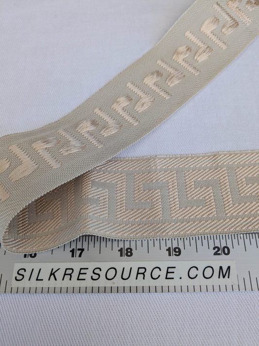 Scalamandre Trim Cascade Beige  gimps braids 100% Silk Greek key Geometric MSRP USD90/y