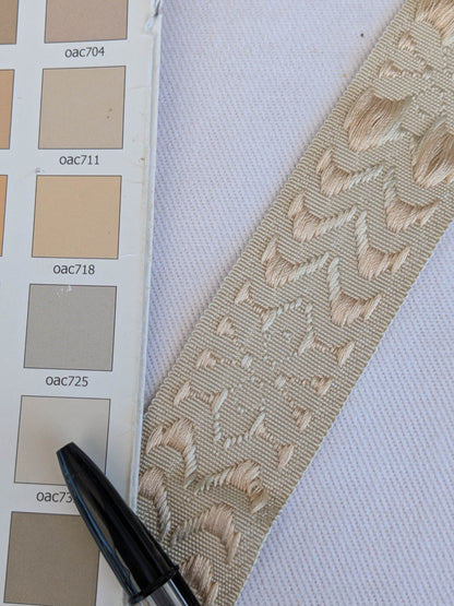 Scalamandre Trim Beauvais Silk Beige Botanical Foliage Medallion MSRP USD 98/y