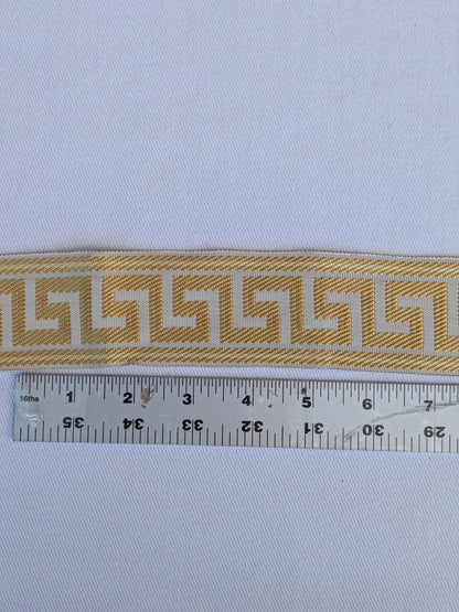Scalamandre Trim Cascade Yellow &amp; Gold Gimps Braids 100% Silk Greek key Geometric MSRP USD90/y