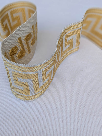 Scalamandre Trim Cascade Yellow &amp; Gold Gimps Braids 100% Silk Greek key Geometric MSRP USD90/y