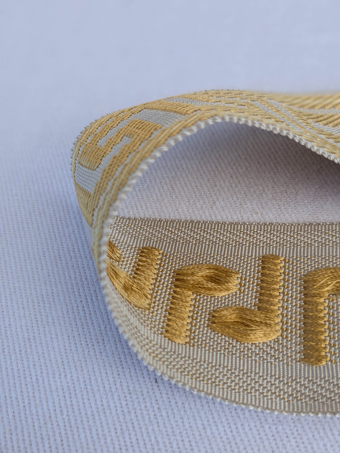 Scalamandre Trim Cascade Yellow &amp; Gold Gimps Braids 100% Silk Greek key Geometric MSRP USD90/y